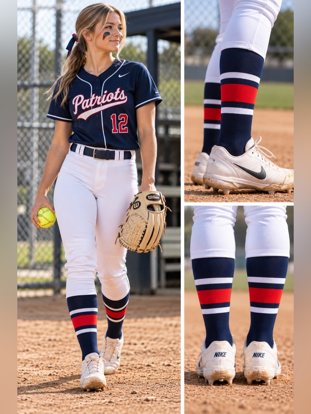 TCK Dugout Series OTC Baseball Softball Socks Navy White Scarlet Small NWT USA